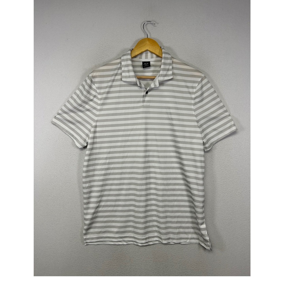 Athleisure Oakley Mens Size M Grey Striped Hydrolix Regular Fit Golf Polo Shirt